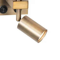 QAZQA Wandleuchte Bronze mit Leselampe und Schirm 18 cm weiß - Brescia