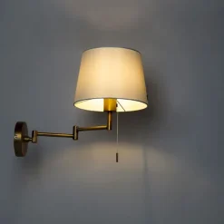 QAZQA Wandleuchte Bronze mit weißem Schirm und verstellbarem Arm - Ladas Deluxe