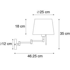 QAZQA Wandleuchte Bronze mit weißem Schirm und verstellbarem Arm - Ladas Deluxe