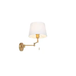 QAZQA Wandleuchte Bronze mit weißem Schirm und verstellbarem Arm - Ladas Deluxe