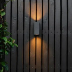 QAZQA Wandleuchte grau IP44 mit Hell-Dunkel-Sensor - Baleno II