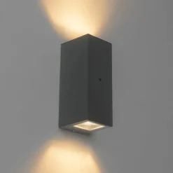 QAZQA Wandleuchte grau IP44 mit Hell-Dunkel-Sensor - Baleno II