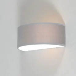 QAZQA Wandleuchte grau mit halbrunder Schirm - Drum