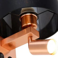 QAZQA Wandleuchte Kupfer mit Leselampe und Schirm 18 cm schwarz - Brescia