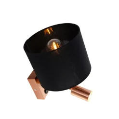 QAZQA Wandleuchte Kupfer mit Leselampe und Schirm 18 cm schwarz - Brescia