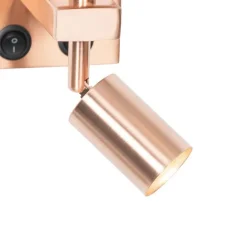 QAZQA Wandleuchte Kupfer mit Leselampe und Schirm 18 cm schwarz - Brescia