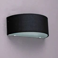 QAZQA Wandleuchte Landhausstil halbrund schwarz - Drum