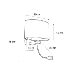 QAZQA Wandleuchte Messing mit ovalem Leinen-Schirm weiß 25cm - Brescia Combi