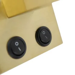 QAZQA Wandleuchte Messing mit ovalem Samt-Schirm Grün 25cm - Brescia Combi