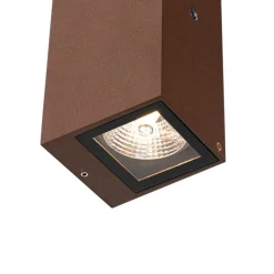 QAZQA Wandleuchte rostbraun 2-flammig GU10 AR70 IP44 mit Hell-Dunkel-Sensor - Baleno