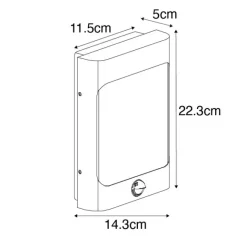 QAZQA Wandleuchte schwarz inkl. LED IP44 mit Bewegungssensor - Khuvan