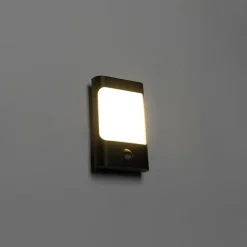QAZQA Wandleuchte schwarz inkl. LED IP44 mit Bewegungssensor - Khuvan