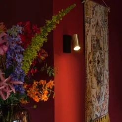 QAZQA Wandleuchte schwarz mit Gold verstellbar mit Schalter - Jeana Luxe