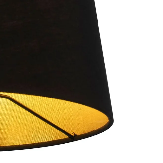 QAZQA Wandleuchte schwarz mit schwarzem Schirm und verstellbarem Arm - Ladas