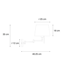 QAZQA Wandleuchte schwarz mit schwarzem Schirm und verstellbarem Arm - Ladas
