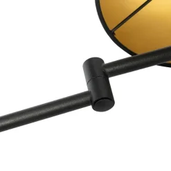 QAZQA Wandleuchte schwarz mit schwarzem Schirm und verstellbarem Arm - Ladas