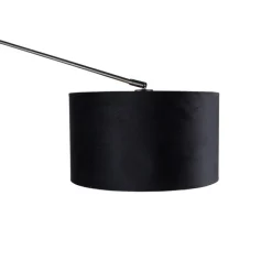 QAZQA Wandleuchte schwarz mit Veloursschirm schwarz 35 cm verstellbar - Blitz