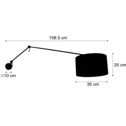 QAZQA Wandleuchte schwarz mit Veloursschirm blau 35 cm verstellbar - Blitz