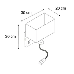 QAZQA Wandleuchte Stahl mit schwarzem Schirm und Lesearm inkl. LED - Bergamo