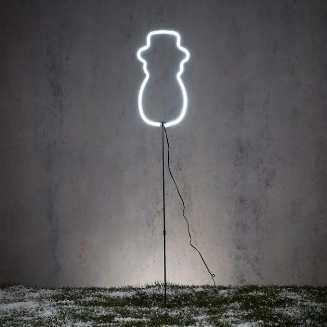 Luca Lighting Weihnachts-Neon-Bodenspot Weißer Schneemann inkl. LED mit Timer IP44 - Fura